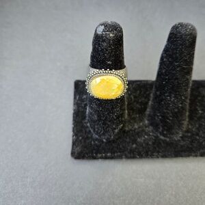 Yellow Iridescent - Mother of Pearl - Silver Ring